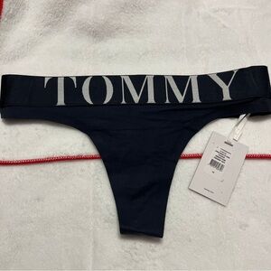 Tommy Hilfiger Navy Thong with Logo Waistband